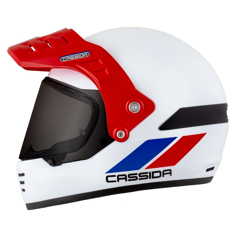 Kask enduro Cassida FormX FlatOut biało-niebiesko-czerwony