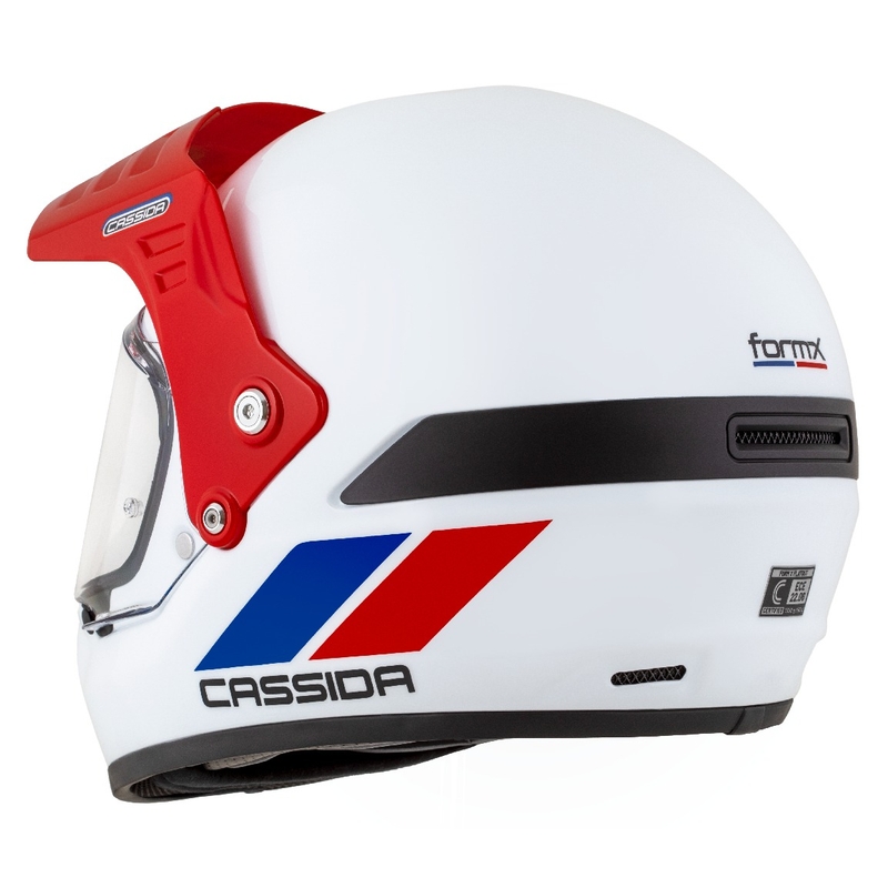 Kask enduro Cassida FormX FlatOut biało-niebiesko-czerwony