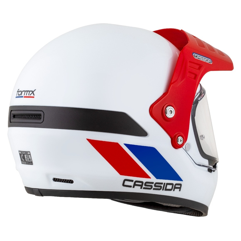Kask enduro Cassida FormX FlatOut biało-niebiesko-czerwony