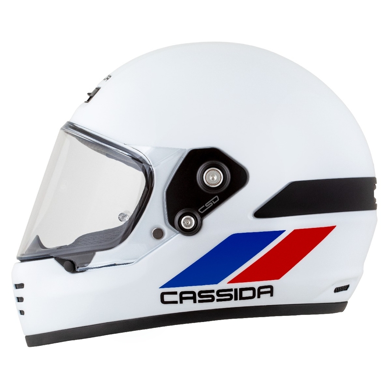 Kask enduro Cassida FormX FlatOut biało-niebiesko-czerwony