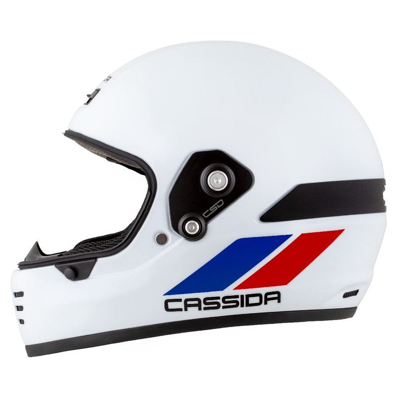 Kask enduro Cassida FormX FlatOut biało-niebiesko-czerwony