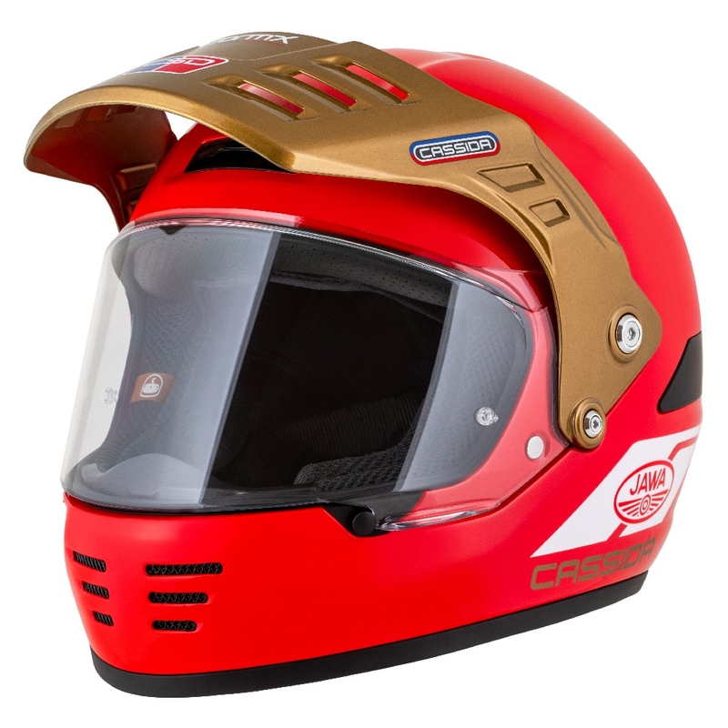 Kask enduro Cassida FormX Jawa RotaX czerwono-biało-złoty
