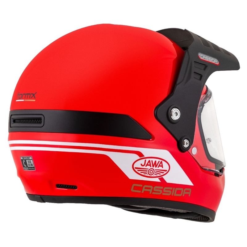 Kask enduro Cassida FormX Jawa RotaX czerwono-biało-złoty