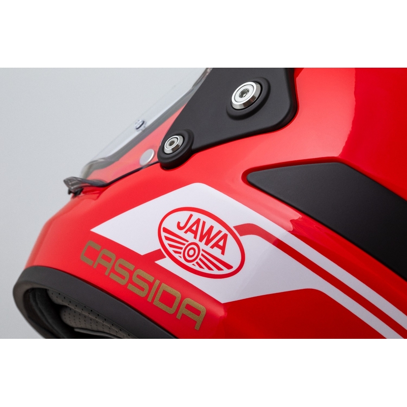 Kask enduro Cassida FormX Jawa RotaX czerwono-biało-złoty