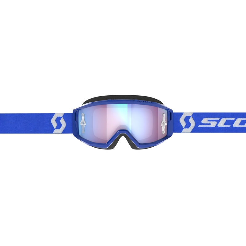 Gogle motocrossowe SCOTT Primal CH niebiesko-białe z chromowaną niebieską pleksi