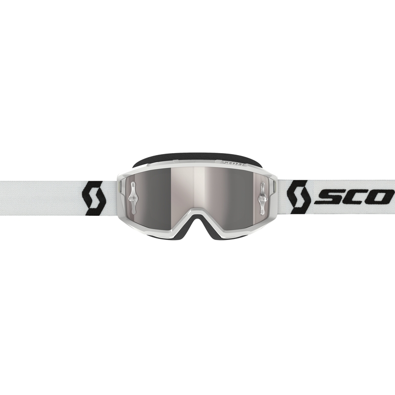 Gogle motocrossowe SCOTT Primal CH białe z chromowaną plexi w kolorze srebrnym