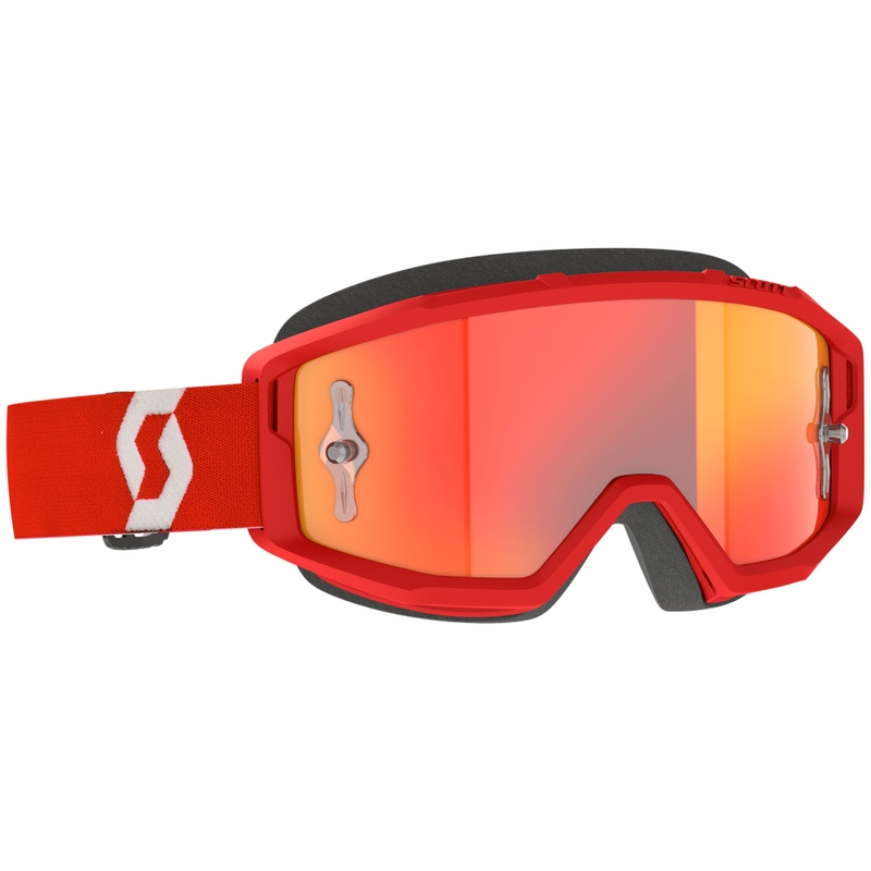 Gogle motocrossowe SCOTT Primal CH czerwono-białe z chromowaną pomarańczową pleksi