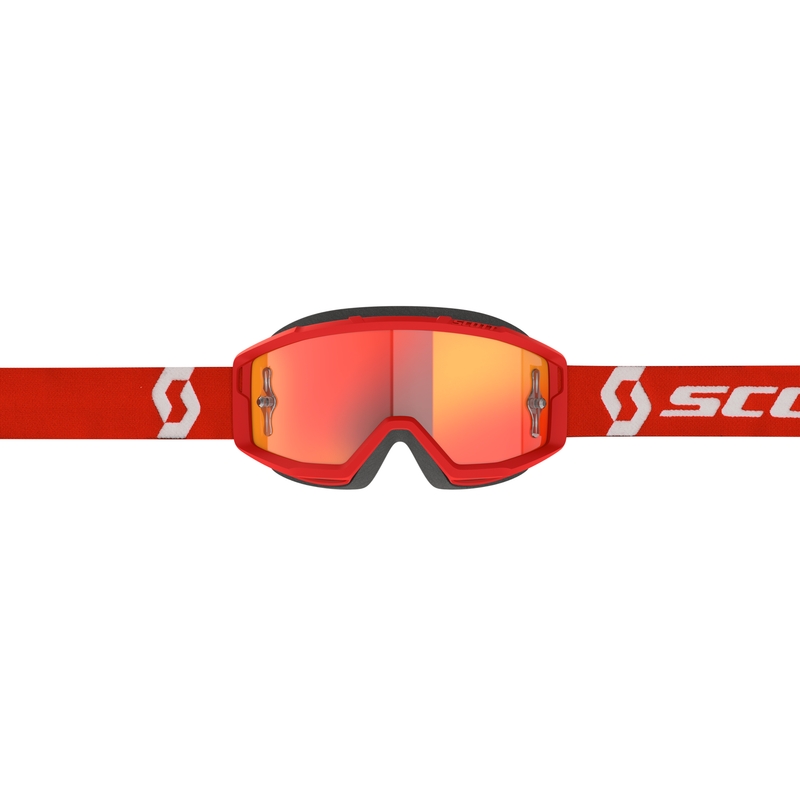 Gogle motocrossowe SCOTT Primal CH czerwono-białe z chromowaną pomarańczową pleksi
