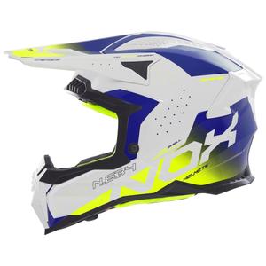 Kask motocrossowy NOX N634 biało-niebiesko-fluo żółty