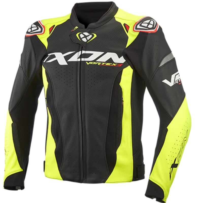 Skórzana kurtka motocyklowa IXON Vortex 3 czarno-fluo żółta
