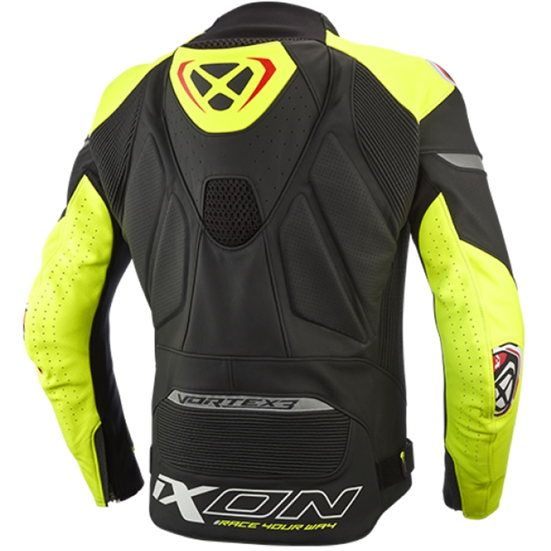 Skórzana kurtka motocyklowa IXON Vortex 3 czarno-fluo żółta