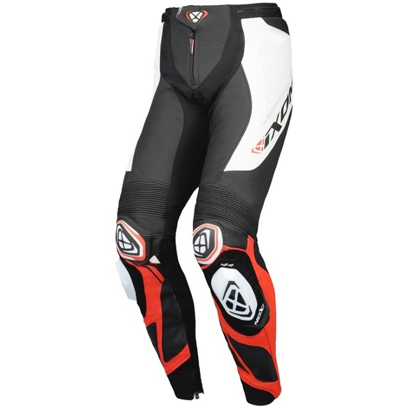 Skórzane spodnie motocyklowe IXON Vortex 3 czarno-biało-czerwone