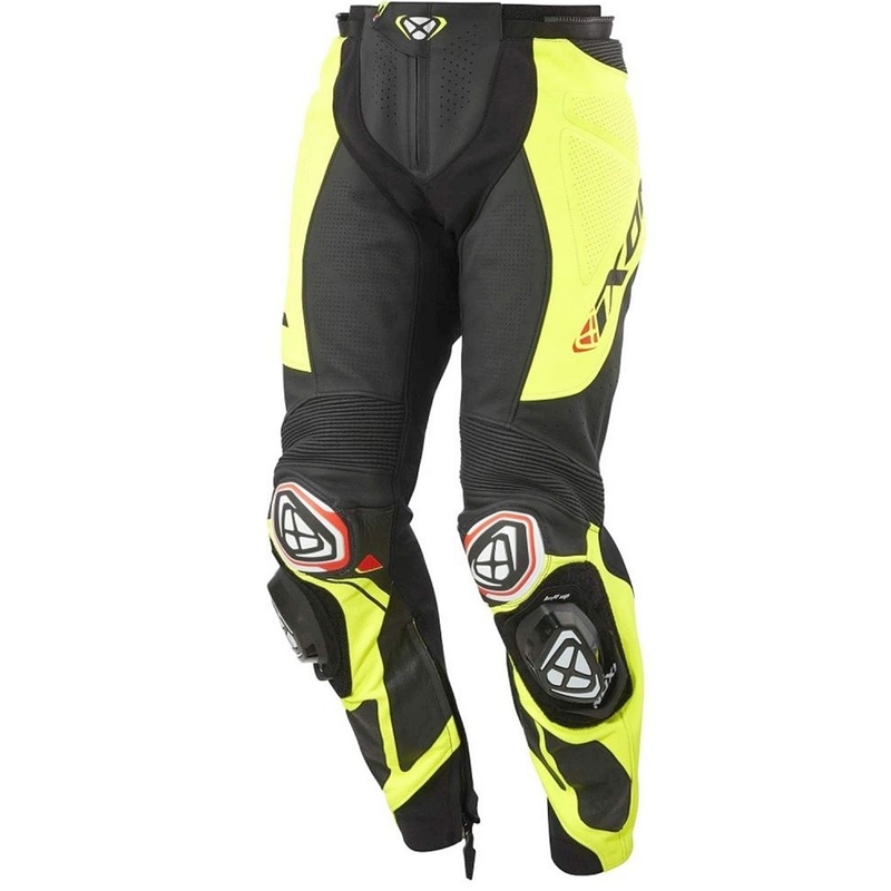 Skórzane spodnie motocyklowe IXON Vortex 3 czarno-fluo żółte