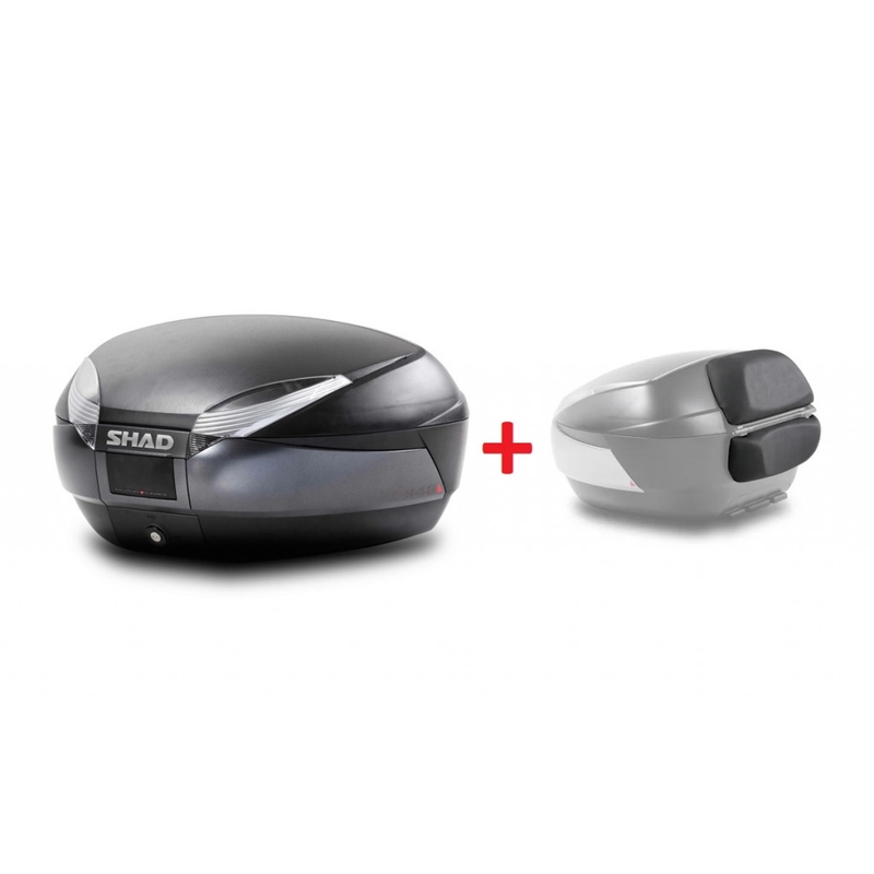 Top case SHAD SH48 Dark grey / black with PREMIUM SMART lock and backrest