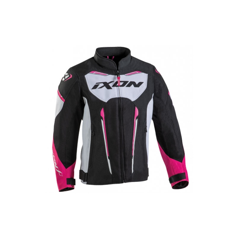 Kurtka motocyklowa dziecięca IXON Striker Air czarno-biało-różowa