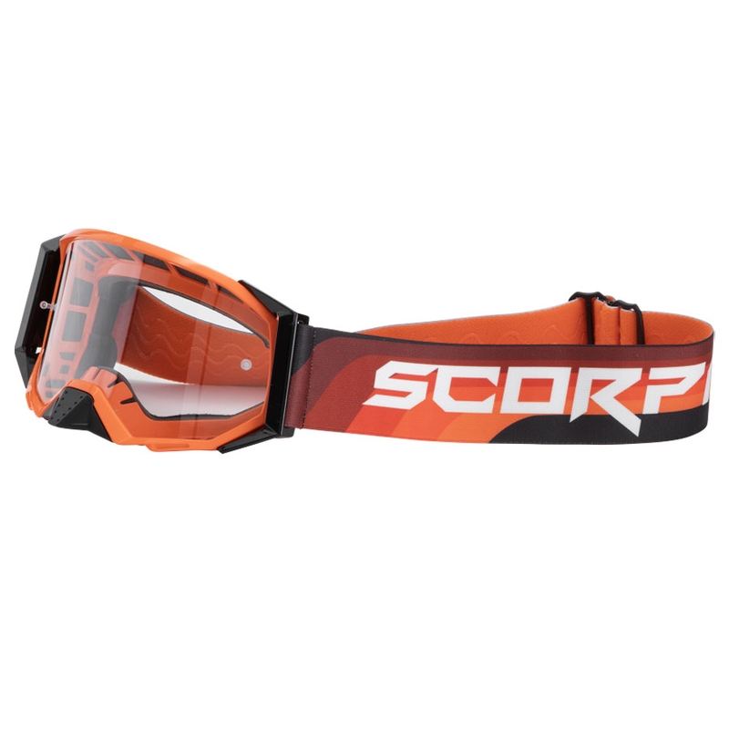 Gogle motocrossowe Scorpion E24 pomarańczowo-czarne z przezroczystym pleksiglasem