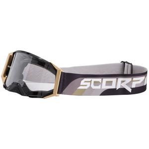 Gogle motocrossowe Scorpion E24 w kolorze czarno-złotym z przezroczystym pleksiglasem