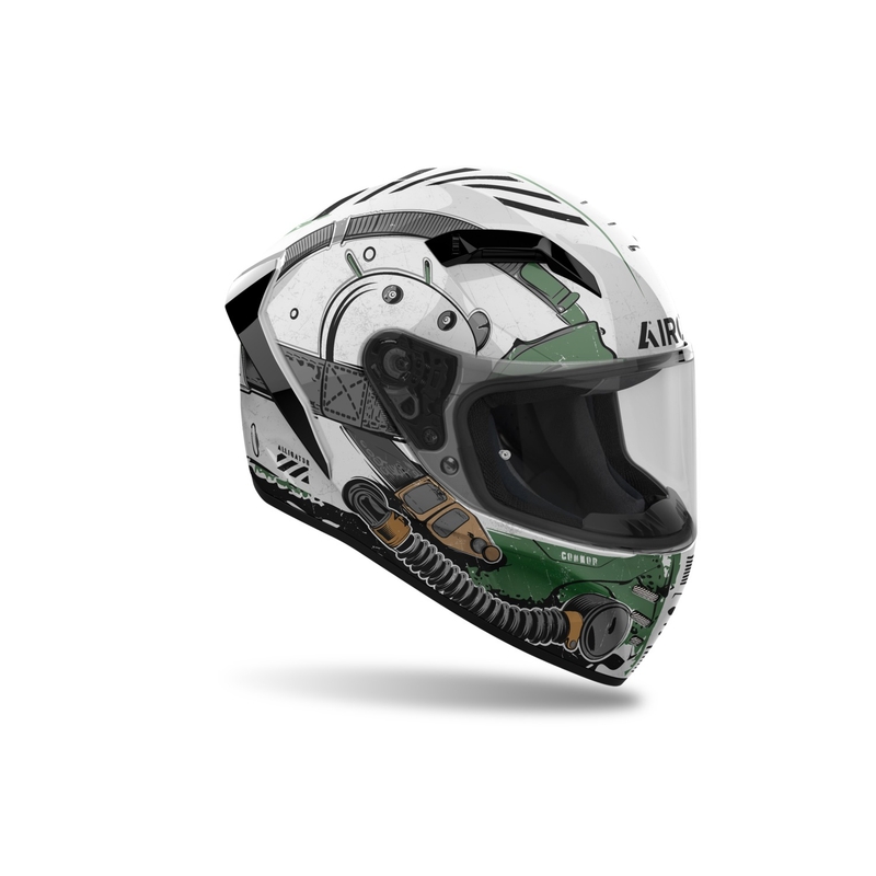 Kask motocyklowy integralny Airoh CONNOR Alligator błyszczący biało-zielony