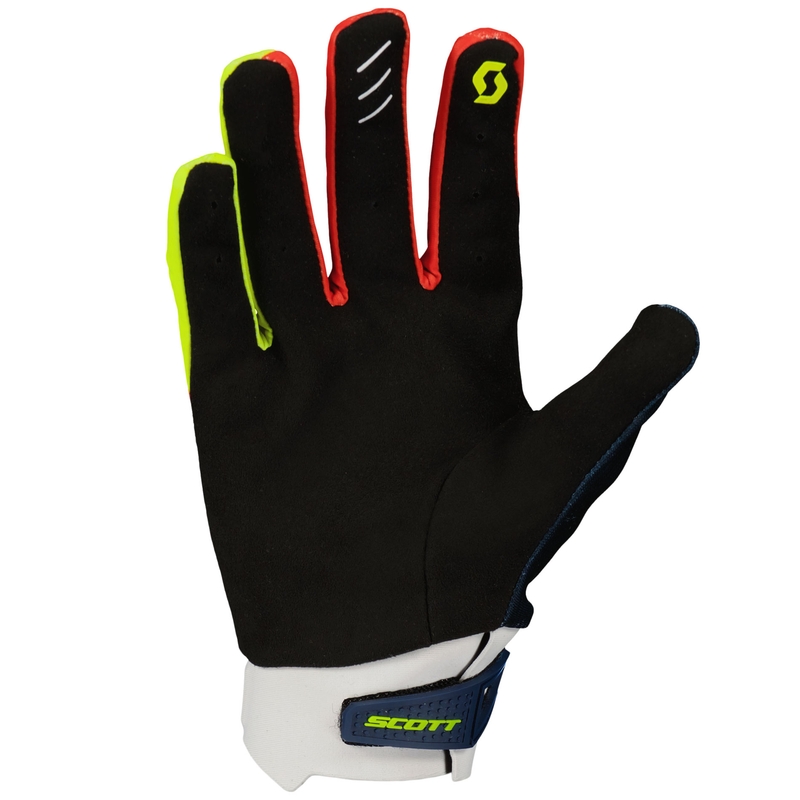 Rękawice motocrossowe SCOTT EVO RACE niebiesko-czerwono-fluo-żółte