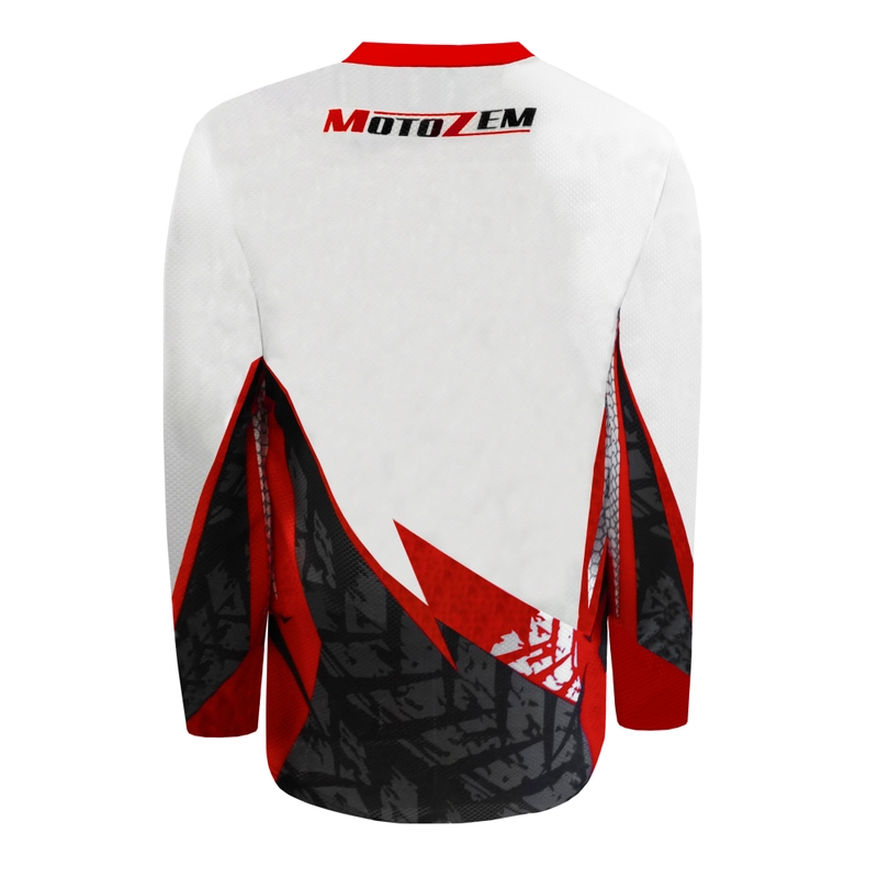 Koszulka motocrossowa MotoZem Ground MX biało-czarno-czerwona
