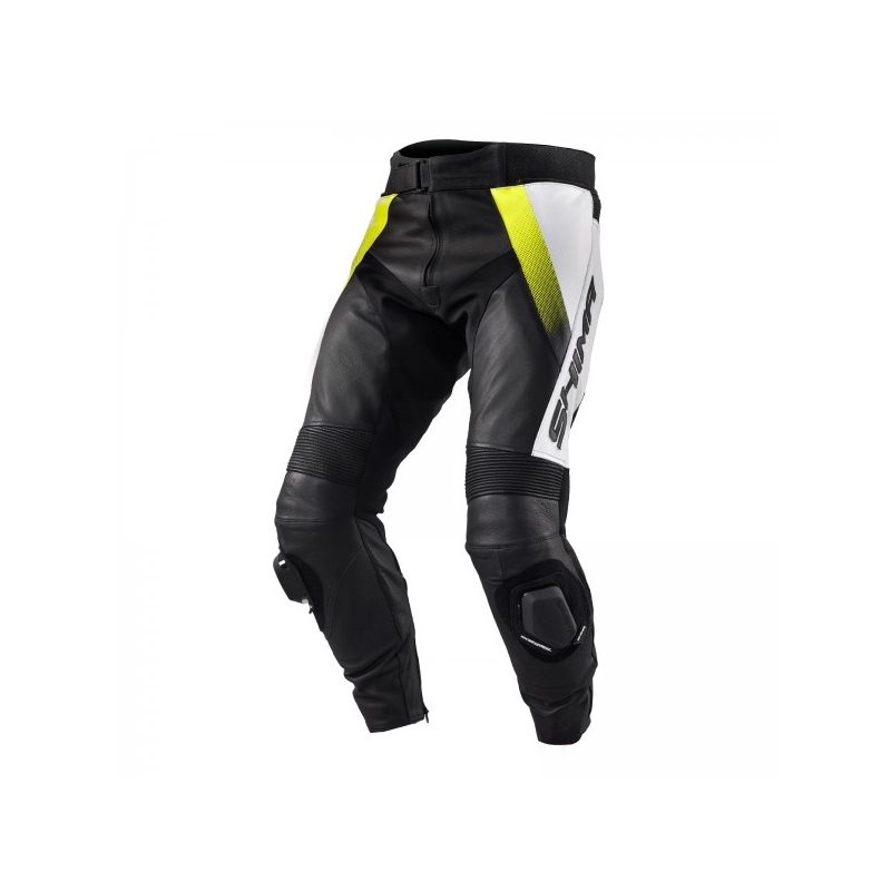 Skórzane spodnie motocyklowe Shima STR czarno-biało-fluo żółte wyprzedaż