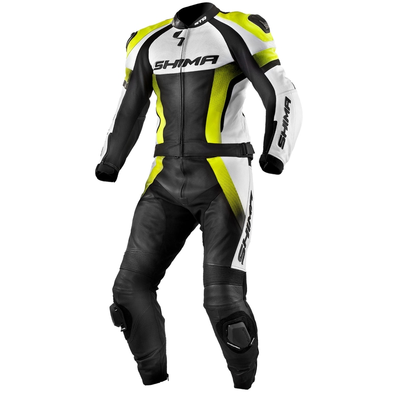 Kombinezon motocyklowy Shima STR czarno-biało-fluo żółty wyprzedaż