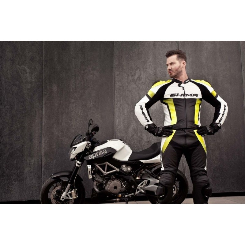 Kombinezon motocyklowy Shima STR czarno-biało-fluo żółty wyprzedaż