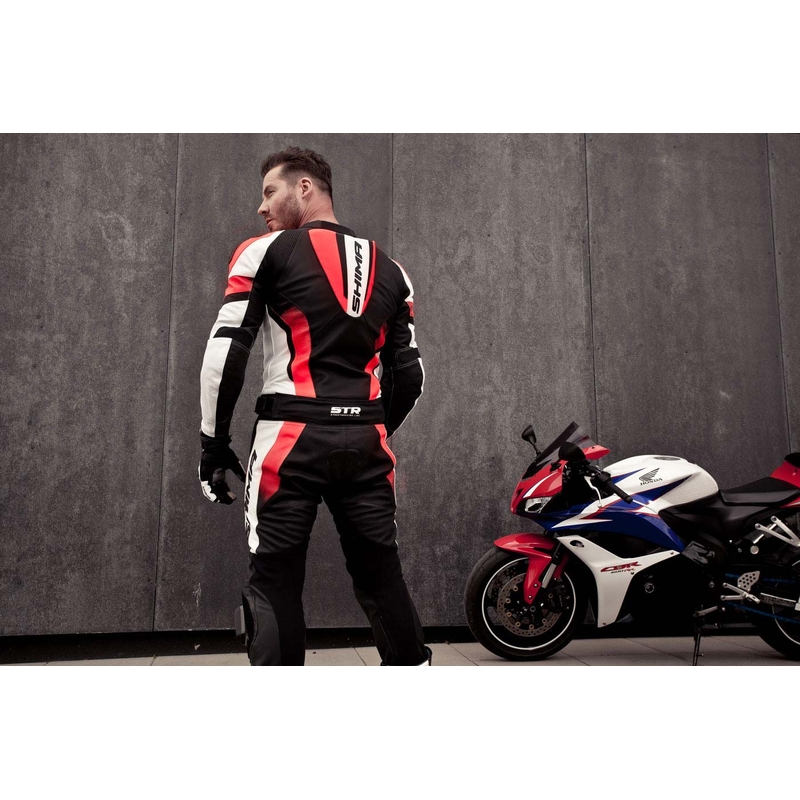 Kombinezon motocyklowy Shima STR czarno-biało-fluo czerwony wyprzedaż