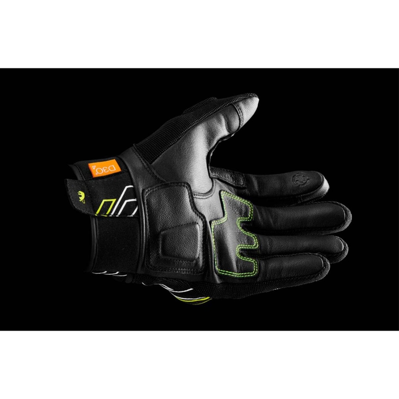 Rękawice motocyklowe Furygan Jet Neon D3O czarno-biało-fluorescencyjne żółte