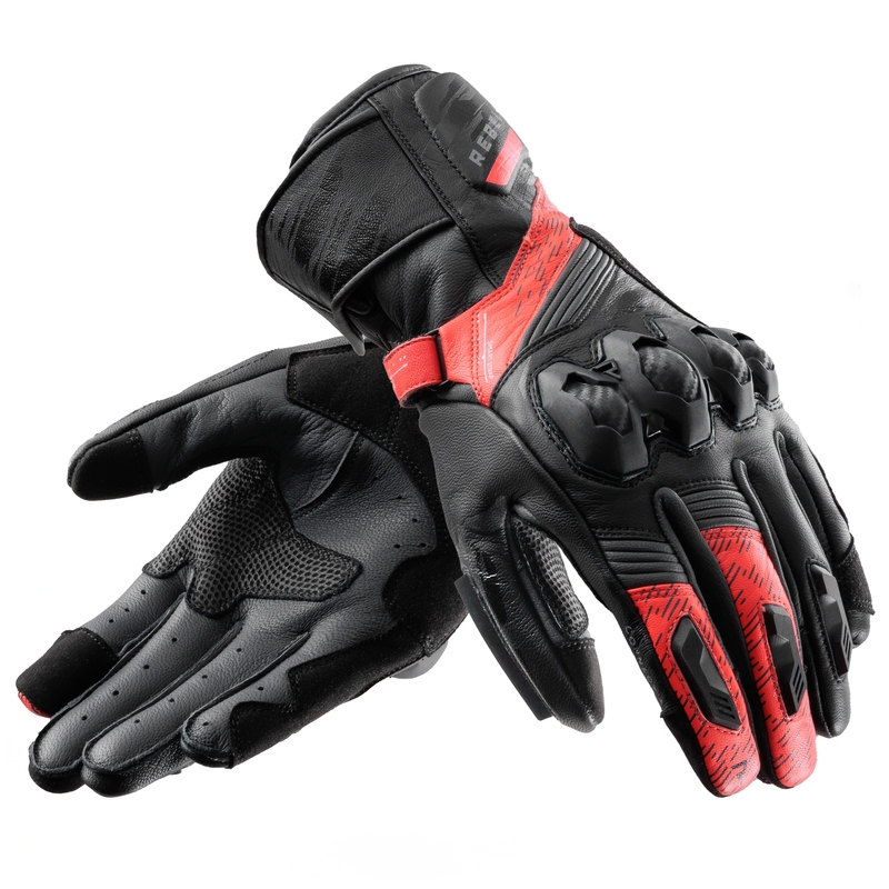 Rękawice motocyklowe Rebelhorn Viper czarno-szaro-fluo czerwone