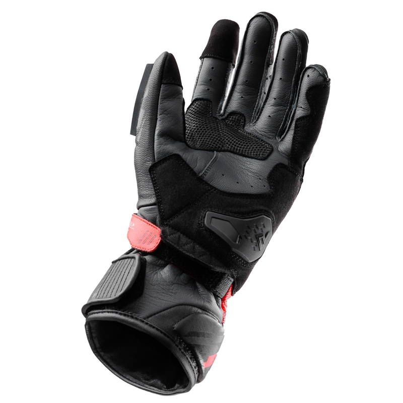 Rękawice motocyklowe Rebelhorn Viper czarno-szaro-fluo czerwone