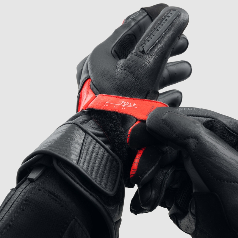 Rękawice motocyklowe Rebelhorn Viper czarno-szaro-fluo czerwone