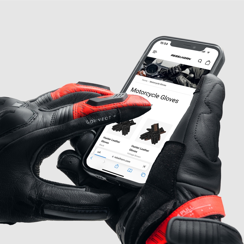 Rękawice motocyklowe Rebelhorn Viper czarno-szaro-fluo czerwone