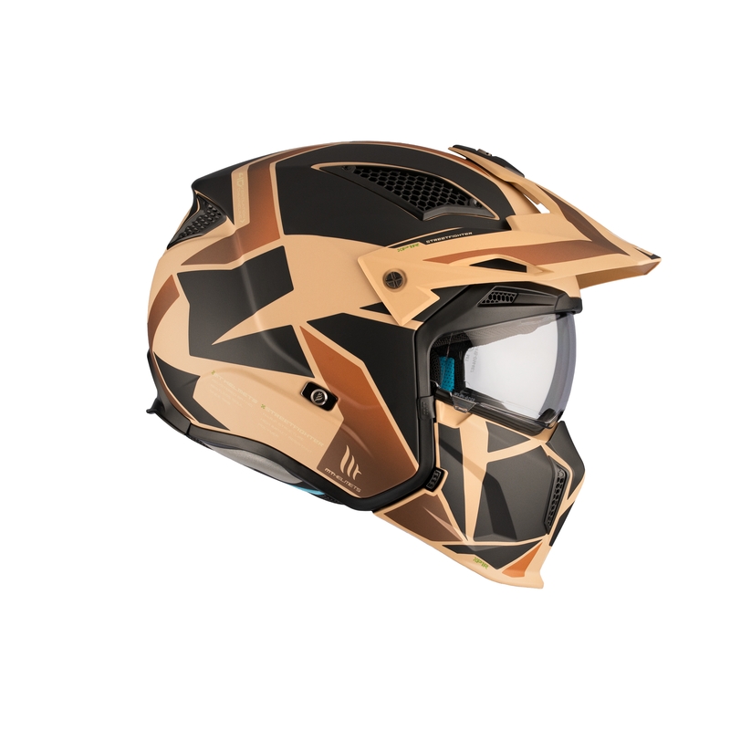 Kask otwarty MT Streetfighter SV S P1R B9 czarno-brązowo-beżowy