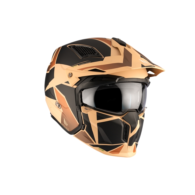 Kask otwarty MT Streetfighter SV S P1R B9 czarno-brązowo-beżowy