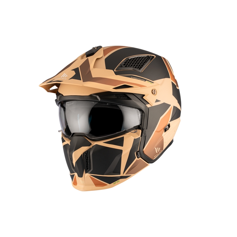 Kask otwarty MT Streetfighter SV S P1R B9 czarno-brązowo-beżowy