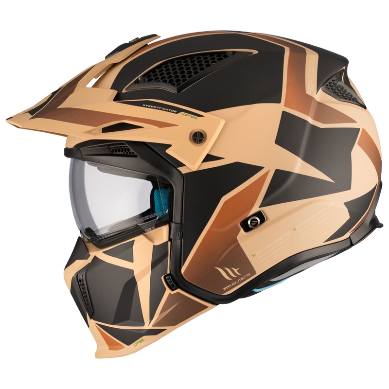 Kask otwarty MT Streetfighter SV S P1R B9 czarno-brązowo-beżowy