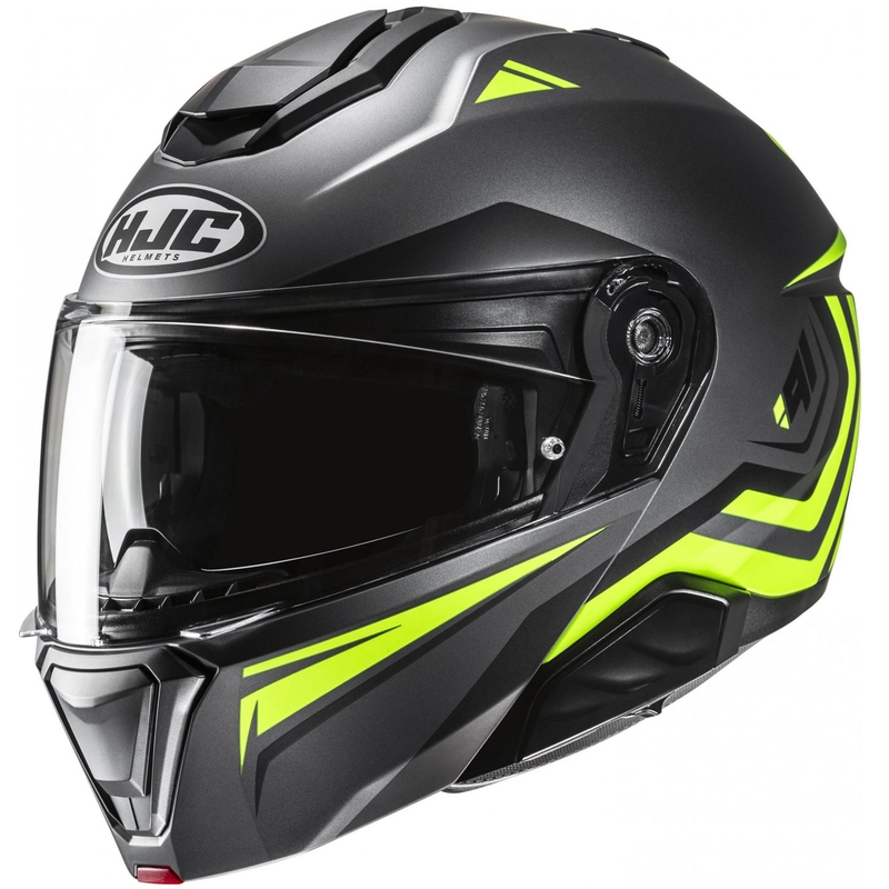 Kask motocyklowy typu flip-up HJC i91 Tricus MC3HSF w kolorze czarno-fluo żółtym