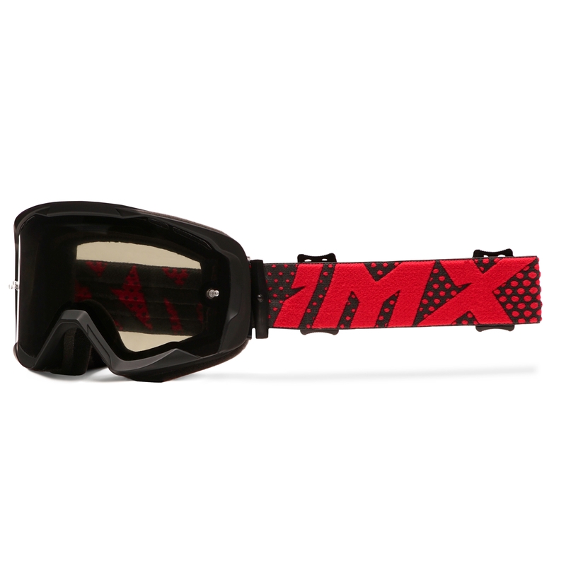 Gogle motocrossowe iMX Endurance Flip czarno-czerwone z przydymionym pleksiglasem