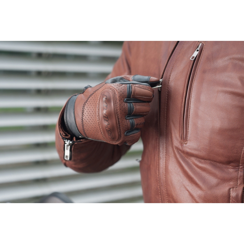 Rękawice motocyklowe Shima Caliber brązowe
