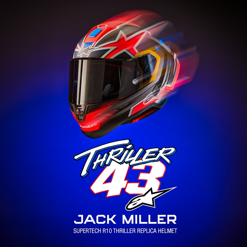 Kask motocyklowy Alpinestars Supertech R10 Limited Edition Jack Miller Full Face Matte Carbon Czerwony-Niebieski-Żółty-Biały