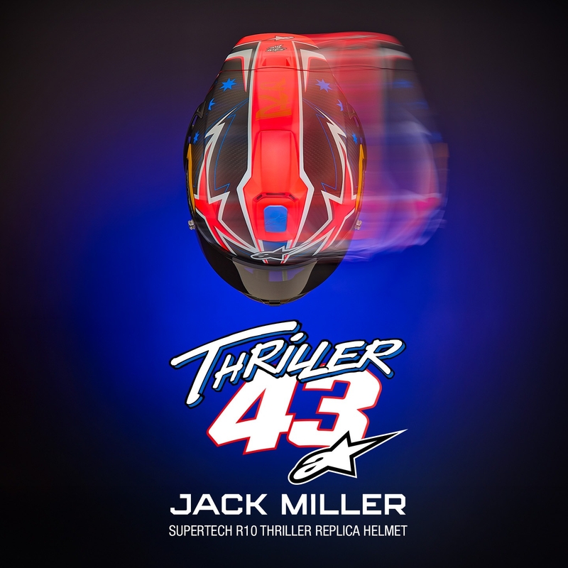 Kask motocyklowy Alpinestars Supertech R10 Limited Edition Jack Miller Full Face Matte Carbon Czerwony-Niebieski-Żółty-Biały