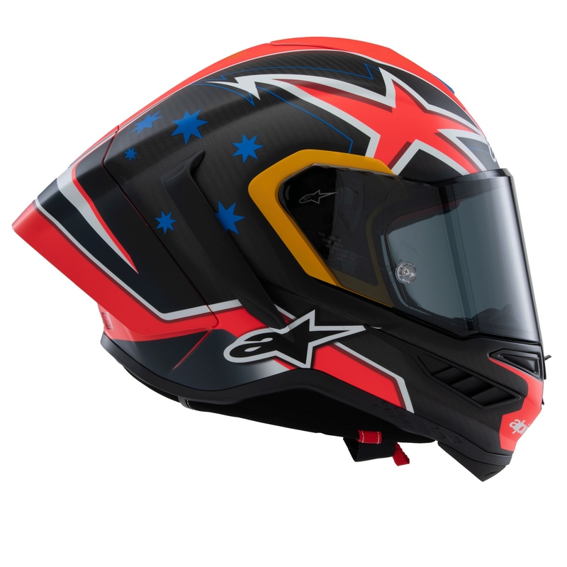 Kask motocyklowy Alpinestars Supertech R10 Limited Edition Jack Miller Full Face Matte Carbon Czerwony-Niebieski-Żółty-Biały