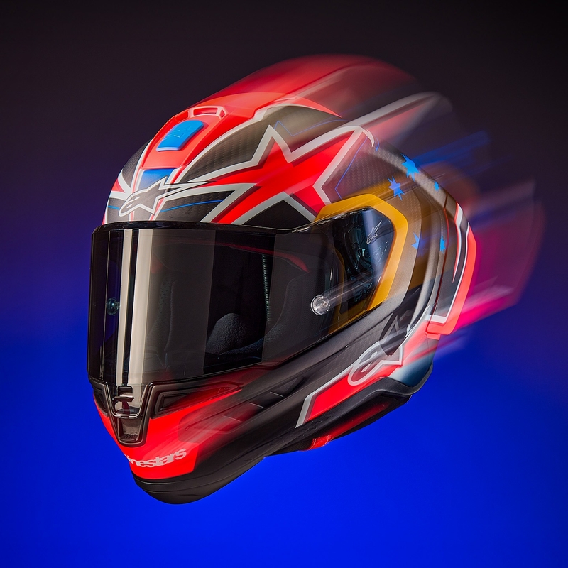 Kask motocyklowy Alpinestars Supertech R10 Limited Edition Jack Miller Full Face Matte Carbon Czerwony-Niebieski-Żółty-Biały