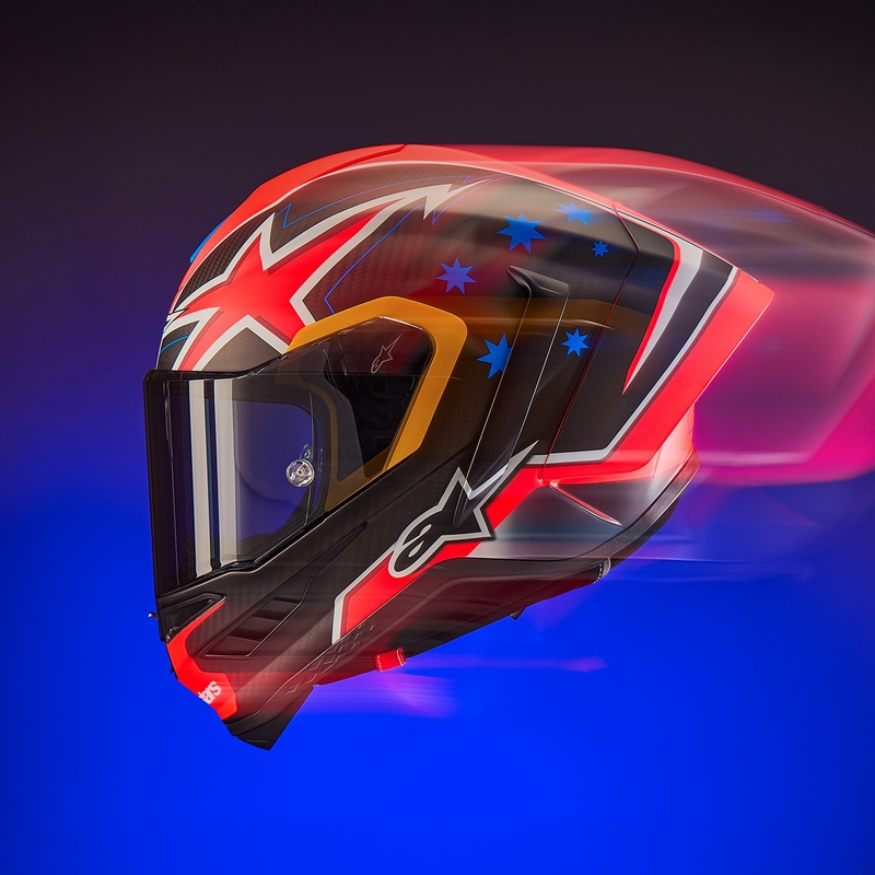 Kask motocyklowy Alpinestars Supertech R10 Limited Edition Jack Miller Full Face Matte Carbon Czerwony-Niebieski-Żółty-Biały