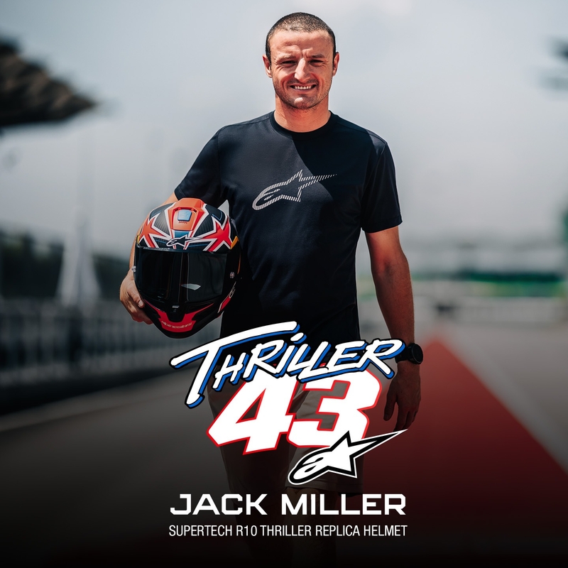 Kask motocyklowy Alpinestars Supertech R10 Limited Edition Jack Miller Full Face Matte Carbon Czerwony-Niebieski-Żółty-Biały
