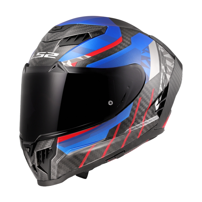 Kask motocyklowy integralny LS2 FF807 Dragon Trax niebiesko-czerwony