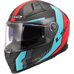 Kask motocyklowy integralny LS2 FF811 Vector II C Grid czerwono-turkusowy