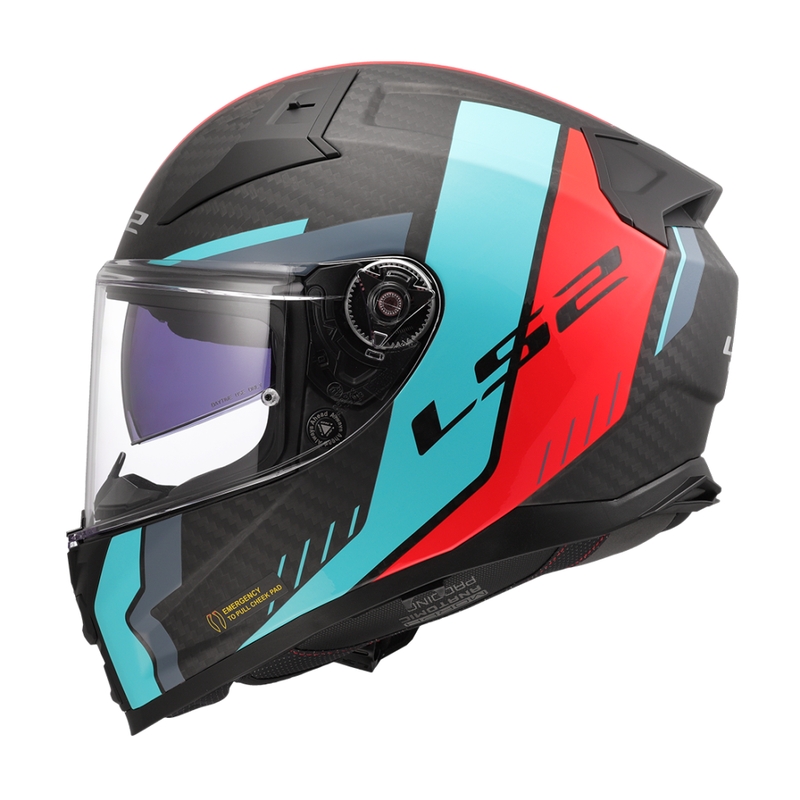 Kask motocyklowy integralny LS2 FF811 Vector II C Grid czerwono-turkusowy