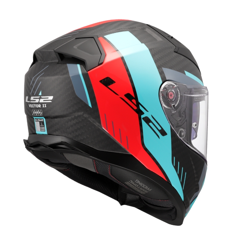 Kask motocyklowy integralny LS2 FF811 Vector II C Grid czerwono-turkusowy